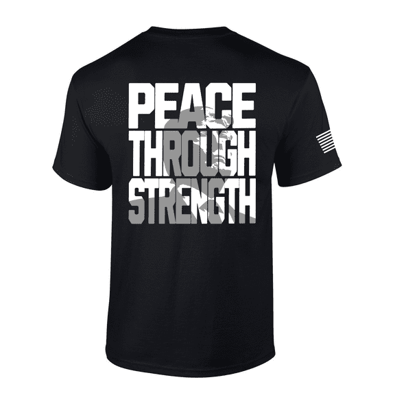 Patriot Pride Bold Peace Through Strength Trump In Wording Mens Short-Sleeve T-Shirt-Black-5xl