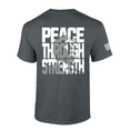 thumbnail image 1 of Patriot Pride Bold Peace Through Strength Trump In Wording Mens Short-Sleeve T-Shirt-Charcoal-5xl, 1 of 1