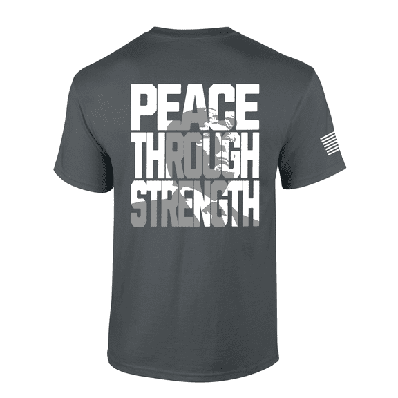 Patriot Pride Bold Peace Through Strength Trump In Wording Mens Short-Sleeve T-Shirt-Charcoal-large