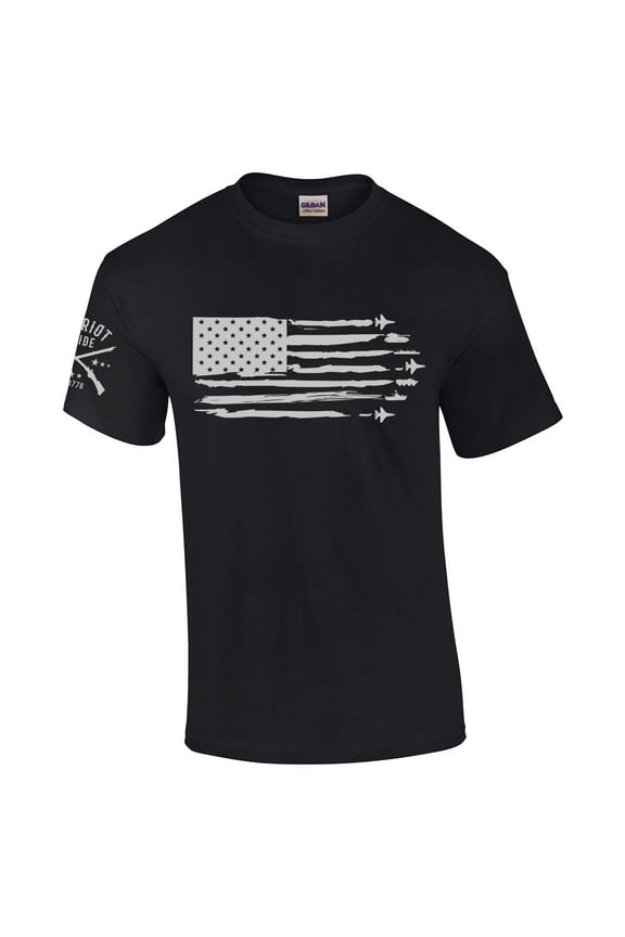 Patriot Pride By Air, By Land, By Sea American Military Mens Short Sleeve T-shirt Graphic Tee-Black-6xl