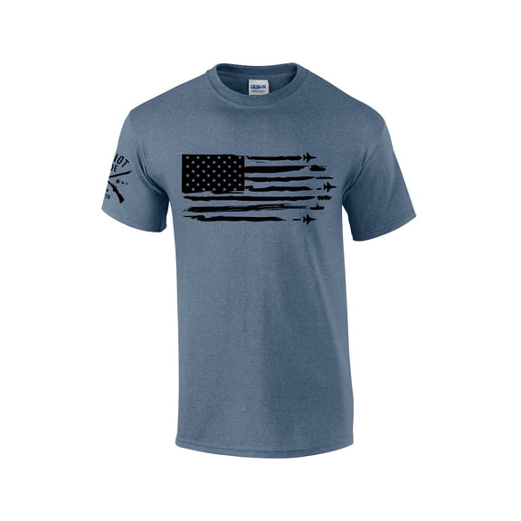 Patriot Pride By Air, By Land, By Sea American Military Mens Short Sleeve T-shirt Graphic Tee-Heather Indigo-5xl