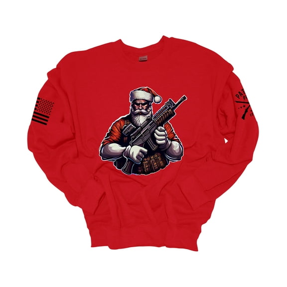 Patriot Pride Christmas Sweatshirt Packin Santa American Flag Crewneck Sweatshirt-Red-4xl