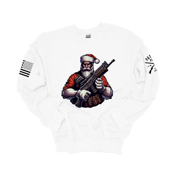 Patriot Pride Christmas Sweatshirt Packin Santa American Flag Crewneck Sweatshirt-White-4xl