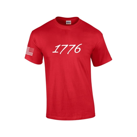 Patriot Pride Collection 1776 Patriotic Flag Sleeve Men's Short Sleeve Graphic Tee-Red-xxxl