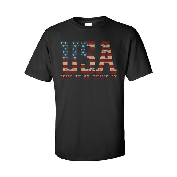 Patriot Pride Collection USA Flag Love It or Leave It Short Sleeve T-shirt-Black-xxl