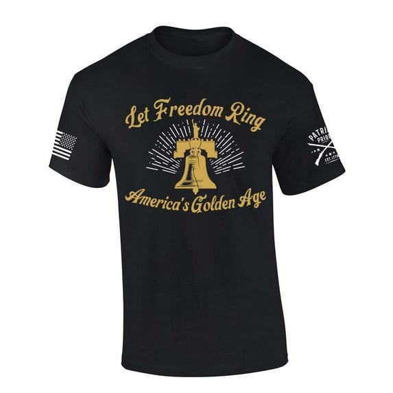 Patriot Pride Let Freedom Ring The Golden Age of America Trump Patriotic Short Sleeve T-shirt-Black-medium