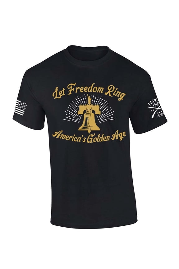 Patriot Pride Let Freedom Ring The Golden Age of America Trump Patriotic Short Sleeve T-shirt-Black-xxxl