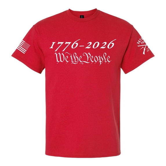 Patriot Pride Men's 1776-2026 We The People T-Shirt - 250th Anniversary Patriotic Tee America Semiquincentennial-Red-Large