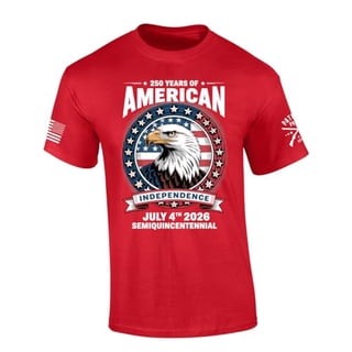 Patriot Pride Men's 250th Years of American Freedom USA Eagle Semiquincentennial Short Sleeve T-Shirt, Patriotic Shirts for Men, Red-4X-Large
