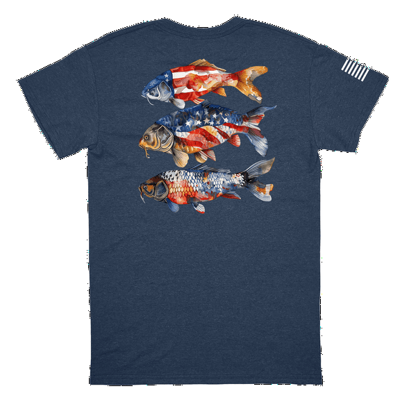 Patriot Pride Men's American Flag Sleeve Fourth of July Graphic Tees - Short Sleeve Tshirt - Independence Day Apparel, 3 USA Fish-Large