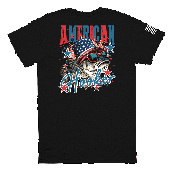 Patriot Pride Men's American Flag Sleeve Fourth of July Graphic Tees - Short Sleeve Tshirt - Independence Day Apparel, American Hooker-Small