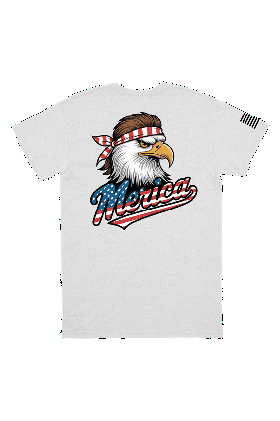 Patriot Pride Men's American Flag Sleeve Fourth of July Graphic Tees - Short Sleeve Tshirt - Independence Day Apparel, Merica Eagle 1-X-Large