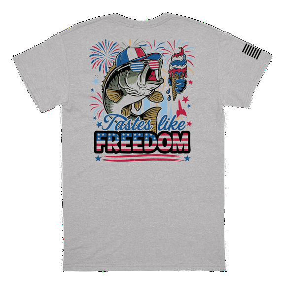 Patriot Pride Men's American Flag Sleeve Fourth of July Graphic Tees - Short Sleeve Tshirt - Independence Day Apparel, Tastes Like Freedom-Large