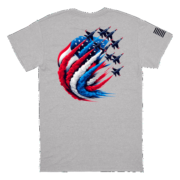 Patriot Pride Men's American Flag Sleeve Fourth of July Graphic Tees - Short Sleeve Tshirt - Independence Day Apparel, USA Aircrafts-X-Large