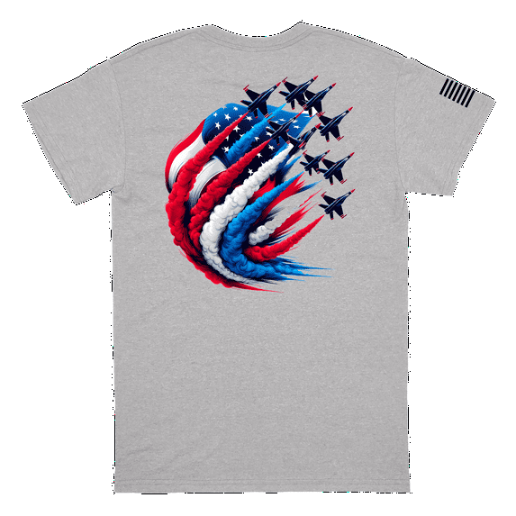 Patriot Pride Men's American Flag Sleeve Fourth of July Graphic Tees - Short Sleeve Tshirt - Independence Day Apparel, USA Aircrafts-X-Large