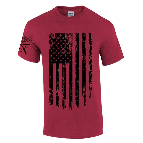 Patriot Pride Men's Distressed American Flag Patriotic Short Sleeve T-shirt Graphic Tee-Antique Cherry-small