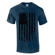 Patriot Pride Men's Distressed American Flag Patriotic Short Sleeve T-shirt Graphic Tee-Heather Navy-small