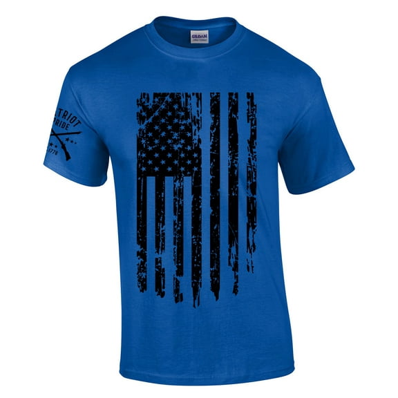 Patriot Pride Men's Distressed American Flag Patriotic Short Sleeve T-shirt Graphic Tee-Royal-large