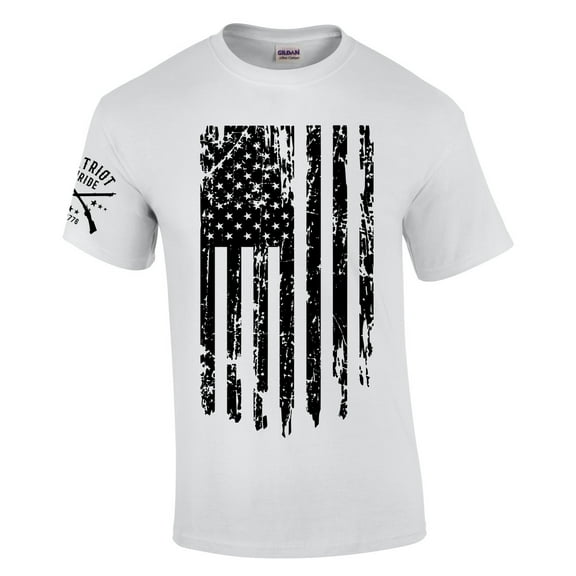 Patriot Pride Men's Distressed American Flag Patriotic Short Sleeve T-shirt Graphic Tee-White-5xl