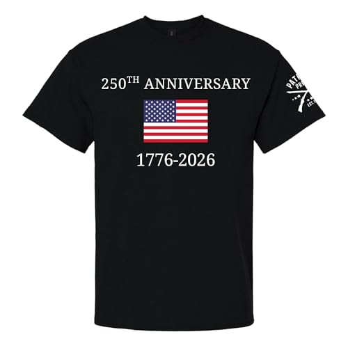 Patriot Pride Men’s Gildan Graphic T-Shirt – 250th Anniversary 1776–2026 American Flag Design -Black-Small