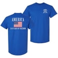 thumbnail image 1 of Patriot Pride Men’s Gildan Graphic T-Shirt – America 250 Years of Freedom American Flag Design -Antique Royal-Small, 1 of 2