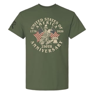 Patriot Pride Men’s Gildan Graphic T-Shirt – United States of America 250th Anniversary 1776–2026 Patriotic Eagle Design -Military-Medium