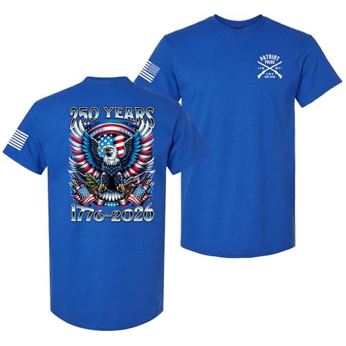 Patriot Pride Men’s Graphic T-Shirt – 250 Years Eagle 1776–2026 Semiquincentennial American Tribute Design, Antique Royal, 2XL