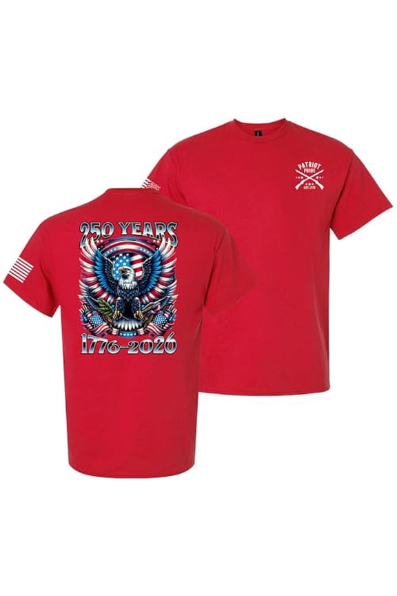 Patriot Pride Men’s Graphic T-Shirt – 250 Years Eagle 1776–2026 Semiquincentennial American Tribute Design, Red, 3XL