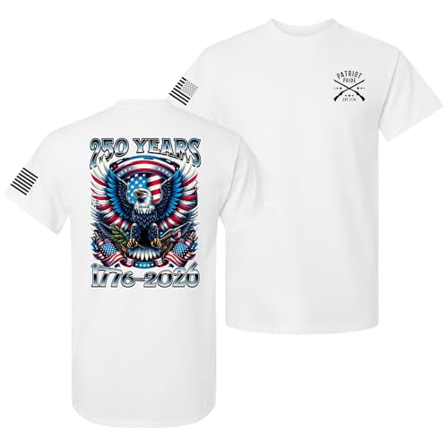 Patriot Pride Men’s Graphic T-Shirt – 250 Years Eagle 1776–2026 Semiquincentennial American Tribute Design, White, 4XL
