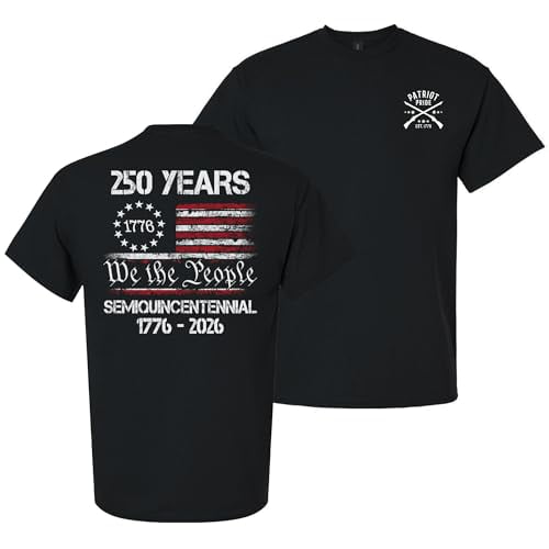 Patriot Pride Men’s Graphic T-Shirt – 250 Years We The People Semiquincentennial 1776–2026 American Flag Design, Black, X-Large