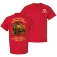 thumbnail image 1 of Patriot Pride Men’s Graphic T-Shirt –250 Years of Defending Liberty 1775–2025 American Soldiers & Flag Since 1775 Design, Red, Large, 1 of 2