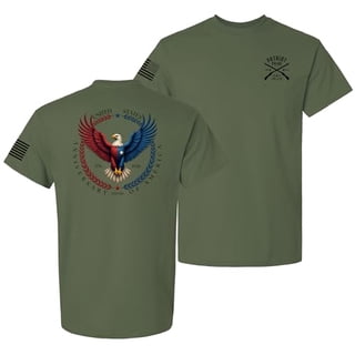 Patriot Pride Men’s Graphic T-Shirt – 250th Anniversary of America, Eagle & Laurel Crest Design, Military, X-Large