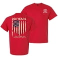thumbnail image 1 of Patriot Pride Men’s Graphic T-Shirt – 250th Anniversary of Defending Liberty, Fighter Jet & Flag Design, Red, Small, 1 of 2