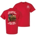 thumbnail image 1 of Patriot Pride Men’s Graphic T-Shirt – 250th Anniversary of Defending Liberty Soldier & Eagle Flag Design, Red, Small, 1 of 2