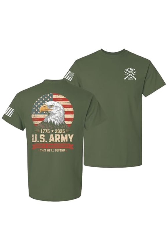 Patriot Pride Men’s Graphic T-Shirt – 250th Anniversary of U.S. Army, Eagle & Flag Design, Military, X-Large