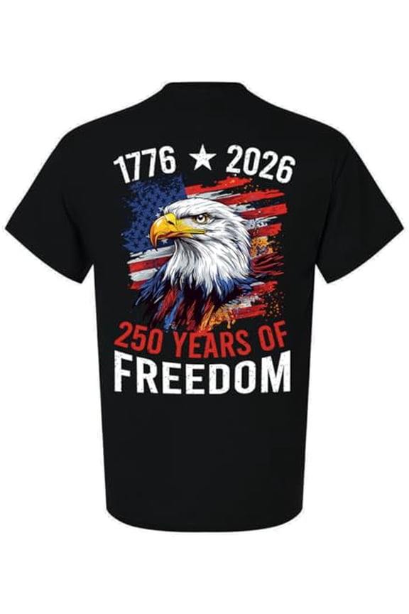 Patriot Pride Men's Graphic T-Shirt - American Flag Distressed Splatter with Eagle, 1776-2026 250 Years of Freedom-Black-4xl