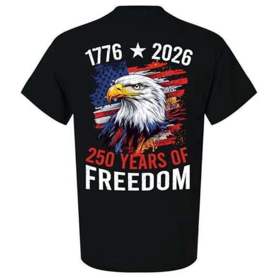 Patriot Pride Men's Graphic T-Shirt - American Flag Distressed Splatter with Eagle, 1776-2026 250 Years of Freedom-Black-4xl