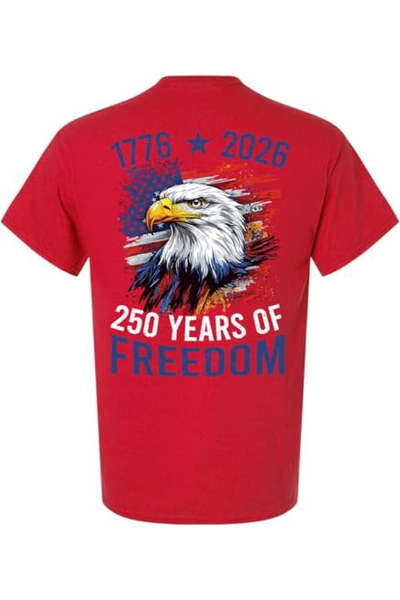 Patriot Pride Men's Graphic T-Shirt - American Flag Distressed Splatter with Eagle, 1776-2026 250 Years of Freedom-Red-Medium