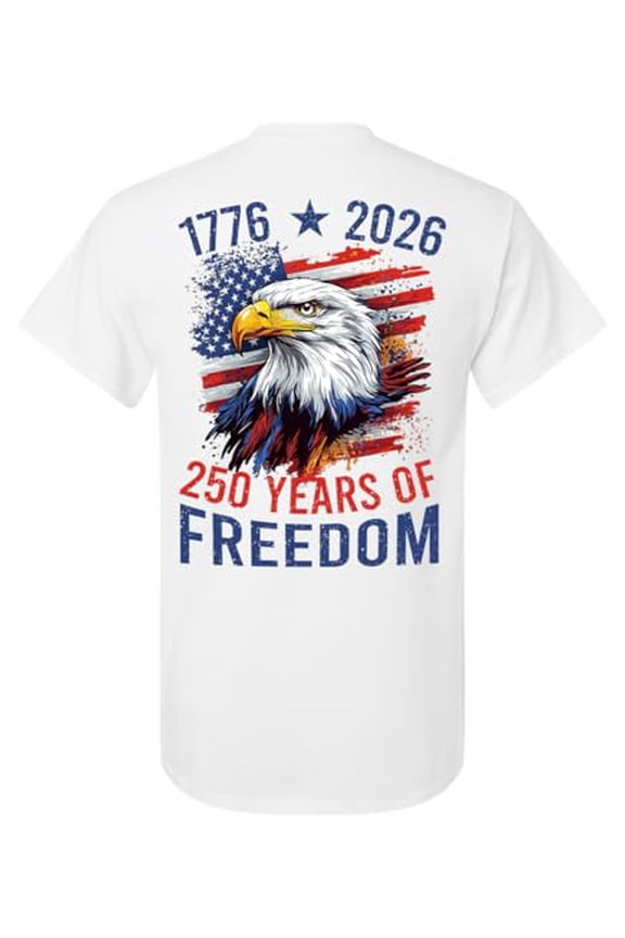 Patriot Pride Men's Graphic T-Shirt - American Flag Distressed Splatter with Eagle, 1776-2026 250 Years of Freedom-White-Small
