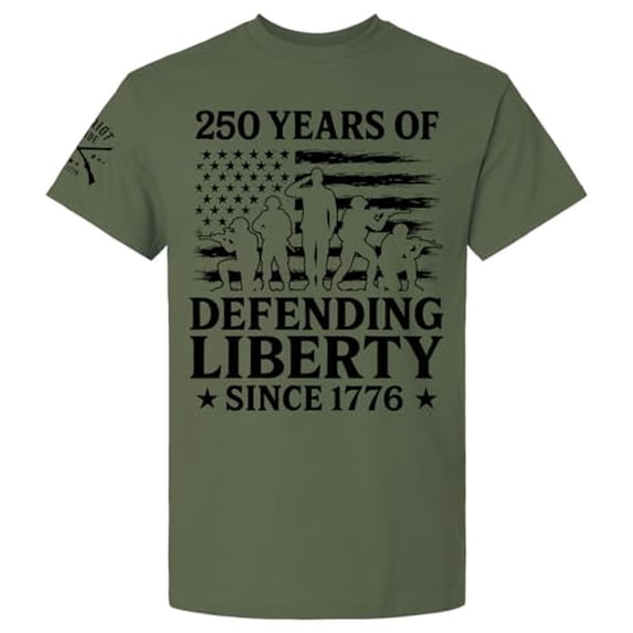 Patriot Pride Men's Graphic T-Shirt - Soliders in American Flag, 250 Years of Defending Liberty Since 1776 Design-Military-6xl