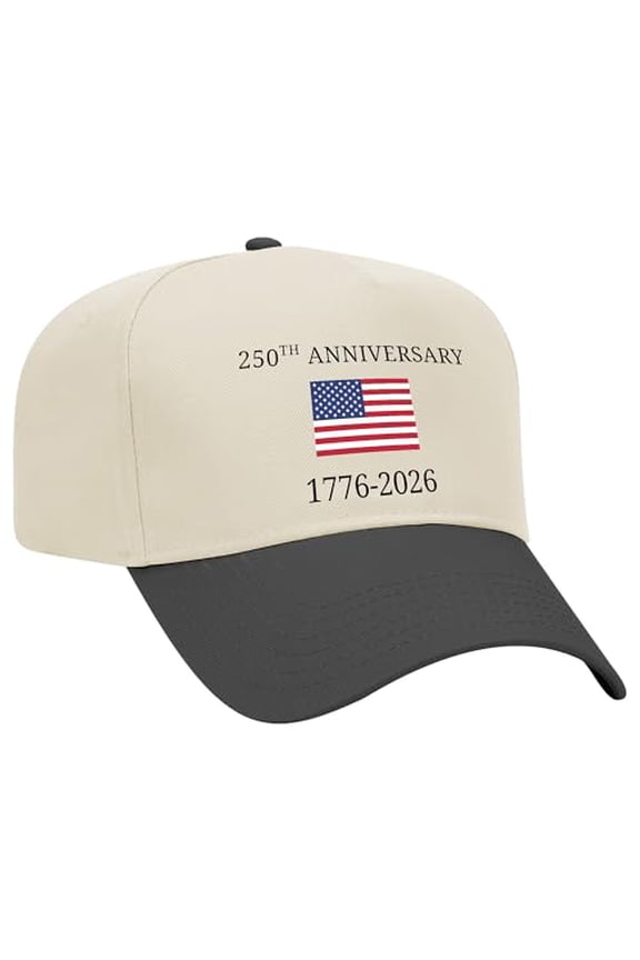 Patriot Pride Men’s Otto Hat – 250th Anniversary 1776–2026 American Flag Embroidered Design - Natural Black