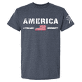 thumbnail image 1 of Patriot Pride Men's Patriotic Graphic T-Shirt - Distressed Bold America Lettering With American Flag Design-Heather Navy-4xl, 1 of 1