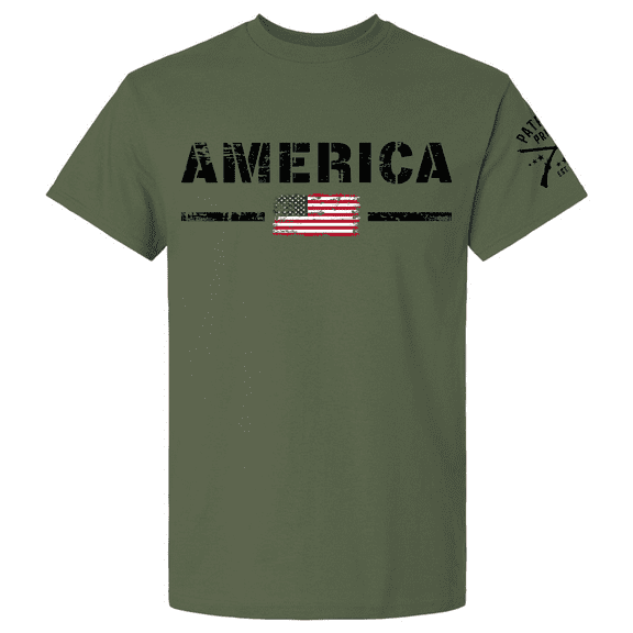 Patriot Pride Men's Patriotic Graphic T-Shirt - Distressed Bold America Lettering With American Flag Design-Military-xl