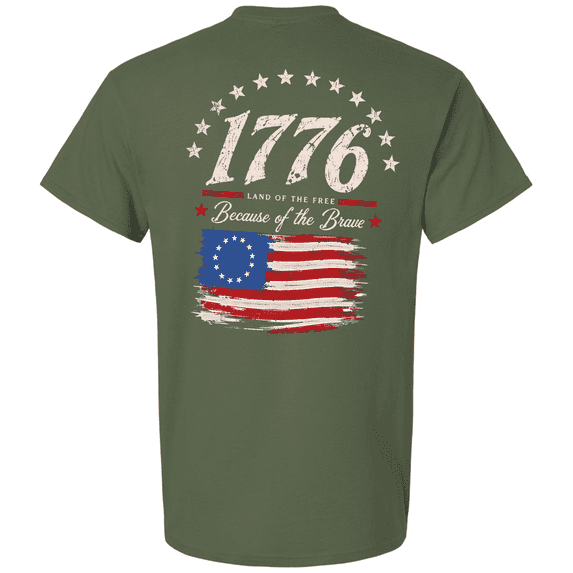 Patriot Pride Men's Patriotic USA Flag 250 Years Short Sleeve Graphic T-Shirt - Land of The Free, Home of The Brave-Military-X-Large