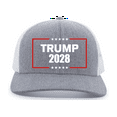 thumbnail image 1 of Patriot Pride Men's Trump 2028 Stars Embroidered Snapback Trucker Hat - Mesh Back Design, Heather Grey/White, 1 of 1