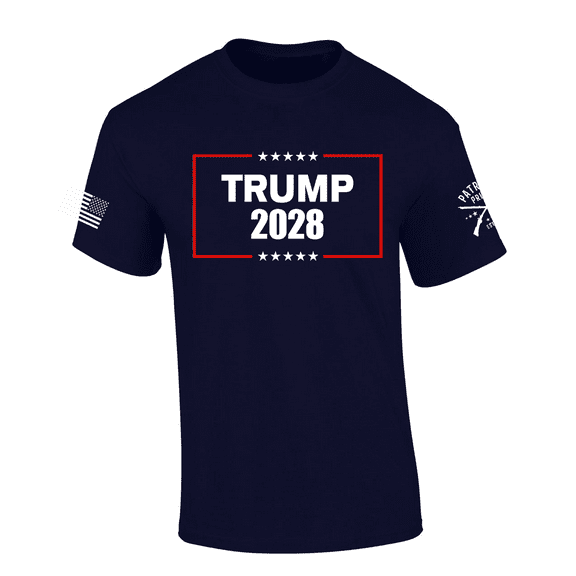 Patriot Pride Men's Trump 2028 Stars Graphic Short Sleeve T-Shirt -Navy-xl