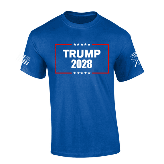 Patriot Pride Men's Trump 2028 Stars Graphic Short Sleeve T-Shirt -Royal-small