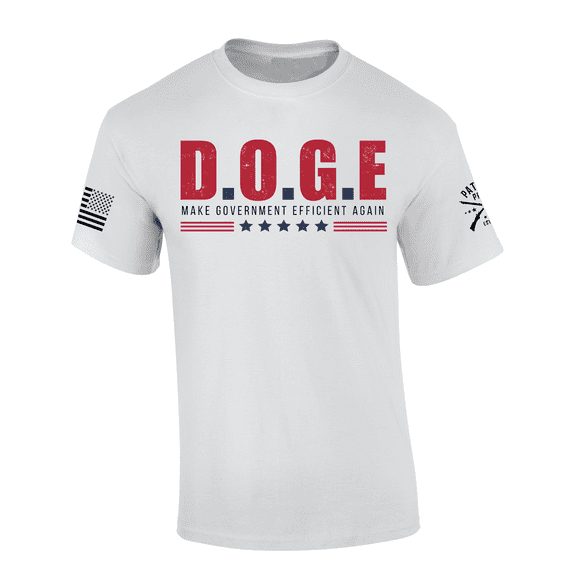 Patriot Pride Mens D.O.G.E Make Government Efficient Again Short Sleeve T-Shirt-White-Large