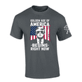 thumbnail image 1 of Patriot Pride Mens Donald Trump With Shades Golden Age Of America Begins Right Now Short Sleeve T-Shirt-Charcoal-xl, 1 of 1