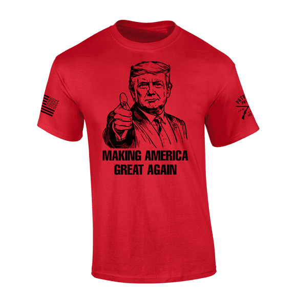 Patriot Pride Mens Funny Trump Pointing Making America Great Again MAGA Short Sleeve Tshirt-Red-XX-Large